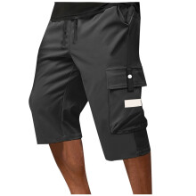Cargobroek met trekkoord voor heren, lichtgewicht cargoshorts voor heren, werkbroek tot onder de knie met veilige zakken, functionele werkbroek voor