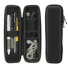 Plastic Pencil Case with Double Zippers and Mesh Pocket for Pens and Pencils Black