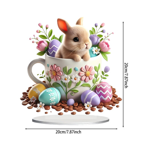 Easter Decorations: 2D Acrylic Easter Eggs & Rabbit Ornaments for Tabletop, Wall – Compatible with Easter Party Supplies 2