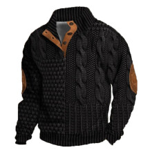 Herren-Pullover-Sweatshirt 2025 Herbst/Winter Herren Casual 3D Digital bedruckter Strickpullover aus Kunststrickstoff Halber Reißverschluss
