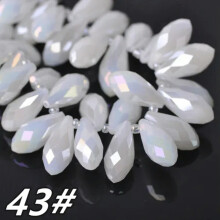 12x6mm16x8mm20x10mm25x12mm Dråbeformede facetslebne krystalglas løse vedhængsperler - 43# Jade Hvid AB - 20x10mm (10 stk.)