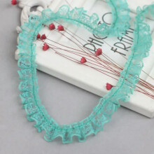 38 Yards Ruffle Unilateral Lace Trim Ribbon 23mm Sewing Wedding Color Choice-Light Green