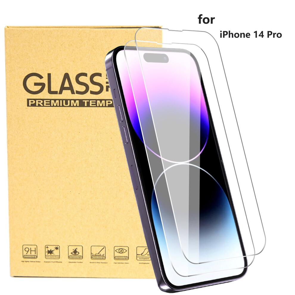 Screen Protector For Compatible With Iphone 14 Pro - Clear, Case-Friendly Tempered Glass, 2 Pack 9377112618067