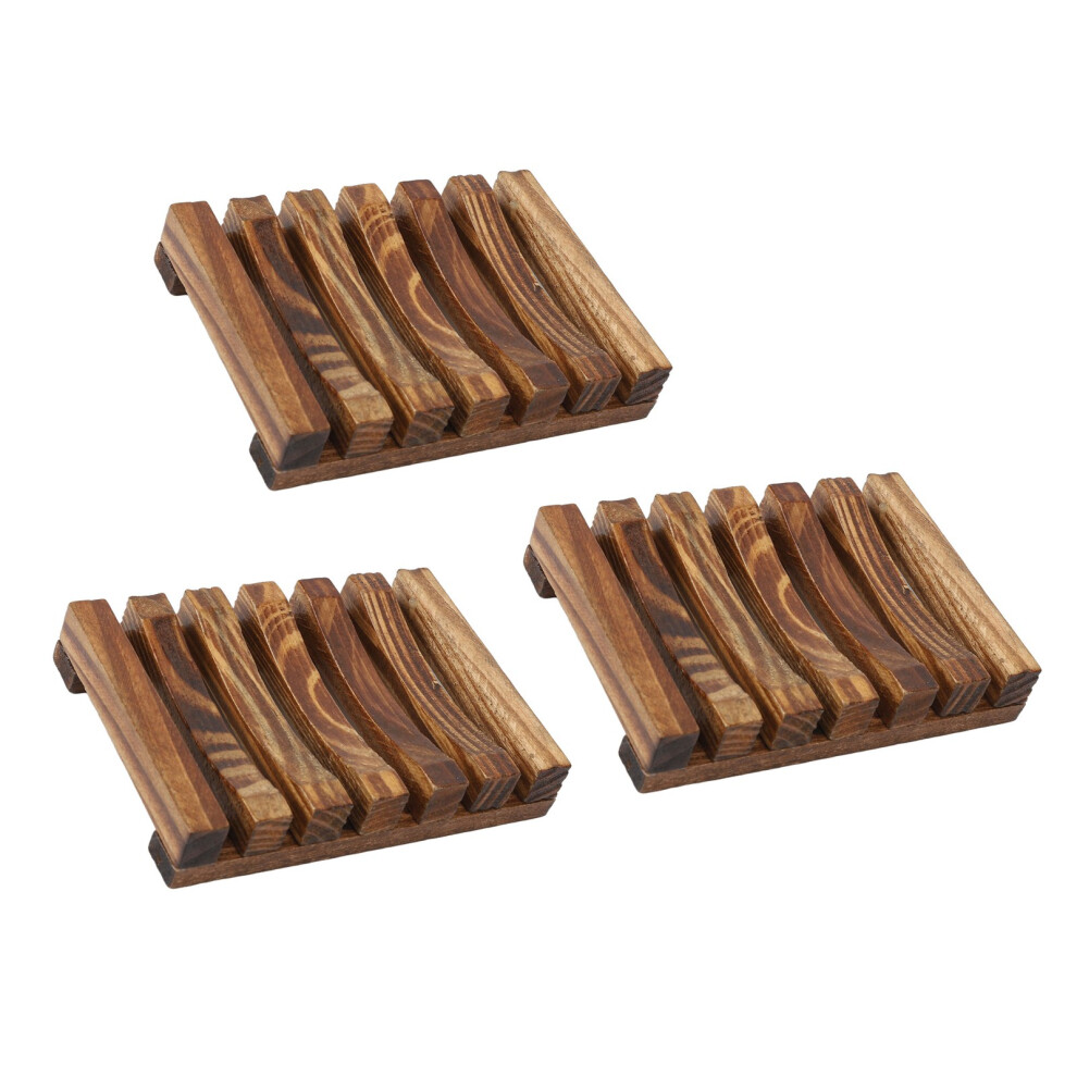 3Pcs Wooden Soap Saver Case with Hollow Vintage Design, Self Draining, Pine Material