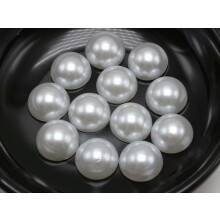 Perles demi-nacrées blanches pures à dos plat en acrylique, 14 mm, pour scrapbooking et loisirs créatifs.