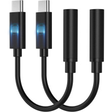 USB-C til 3,5 mm adapter (2-pak) – Kompatibel med Samsung Galaxy, Huawei P30Pro/Mate10Pro, iPad Pro, Google Pixel, OnePlus