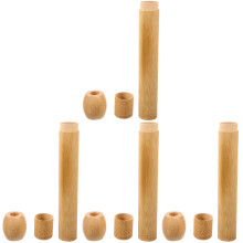 4Sets Bamboo Toothbrush Storage Stands Khaki for Travel and Home Use