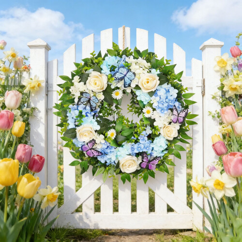 Πασχαλινό στεφάνι Spring Elements 20 ιντσών μπλε για εσωτερικούς και εξωτερικούς χώρους