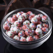 10 Stück runde, 8 mm, 10 mm, 12 mm große, bunte Keramik-Porzellanperlen mit Blumenmuster – 133#-10 mm