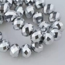 Lot de 118 perles d'espacement rondes en cristal facetté (3 mm, 4 mm, 6 mm, 8 mm, 10 mm, 12 mm) - Argent - 10 x 7 mm (15 pièces)