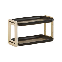 Double-Layer Desk Organizer, for Mugs Bottles Spice Rack, for Kitchen Bathroom Countertop Organizer, Black