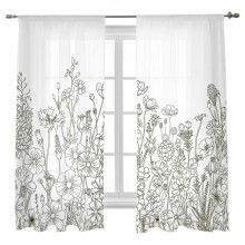 Voilages 52 po x 72 po, motif floral et herbes aromatiques, style champêtre vintage, filtrant la lumière, passe-tringle, 2 panneaux, compatibles