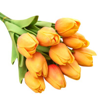 Valódi tapintású műtulipánok, 10 db PU műtulipán, 30 cm, rózsaszín és fehér – anyák napjára, esküvőre, lakberendezésre,