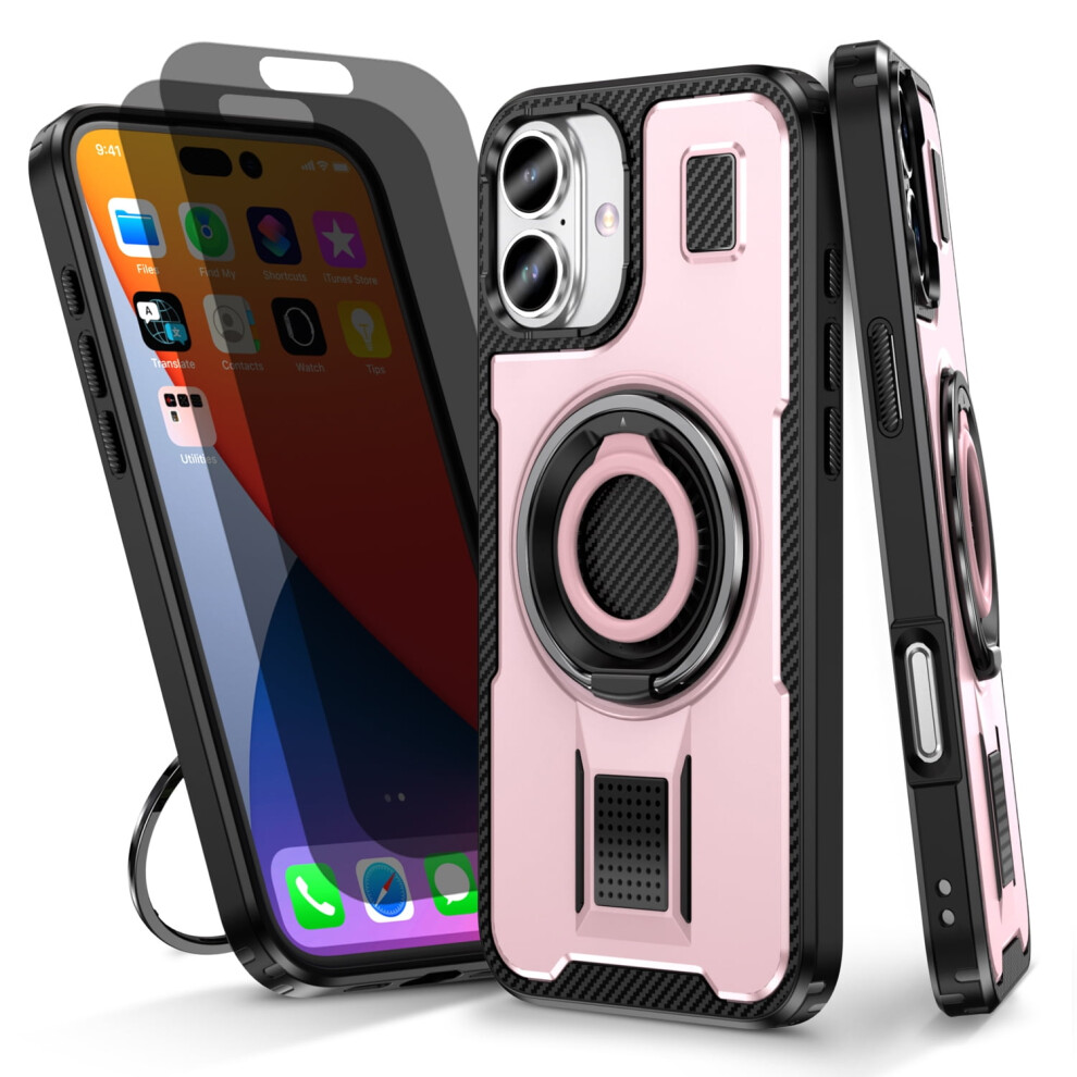 Compatible With Iphone 16 Plus Case + 2-Pack Privacy Screen Protectors Â Heavy-Duty, Shockproof, Anti-Fingerprint, Rugged Cover With 360 Rotatable 9377112617824