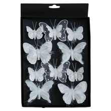Red Glitter Butterfly Ornaments, 3D Hollow, with Clip & Stem – 10-Pack for Christmas Tree, Wreath, Garland – Compatible with Xmas Decor