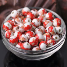 10 perles rondes en céramique et porcelaine, motifs floraux colorés, de 8 mm, 10 mm et 12 mm - réf. 131 - 8 mm