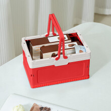 Outdoor Folding Storage Box – 10x7x6in, Watermelon Red, Collapsible & Durable for Car Trunk/Camping, Compatible with Gear Organization