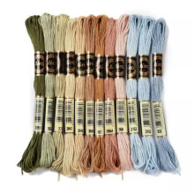 1 Set 0.5mm 6-Ply Polyester Embroidery Floss Cross Stitch Threads about 8m/Skein-12 Skeins Heateh Color Series