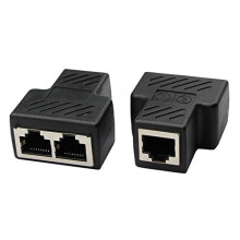 RJ45Netværkssplitteradapter: 1 hunstik til 2 hunstik, LAN-stik, kompatibel med samtidig onlinebrug af to enheder (1 par)