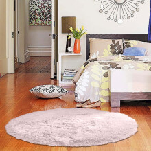 Grey Round Shaggy Rugs for Living Room & Bedroom – Fluffy Indoor Carpet, Compatible with Teepee, Comfy Reading Mat