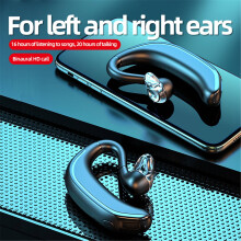 Bluetooth-headset - Stereohörlurar för företag med öronkrok, Bluetooth 5.2, svettåliga trådlösa headset med lång standby-funktion och mikrofon