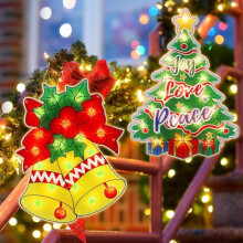 2-Pack Lighted Christmas Tree & Bells Window Silhouette Lights Decor – Compatible with Indoor/Outdoor Use