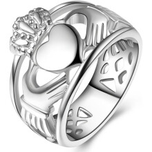 Bague Claddagh en acier inoxydable en forme de cœur, symbole de promesse et d'anniversaire