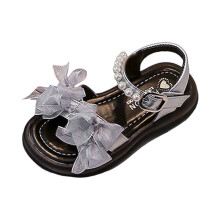 Sandali estivi per bambine, piccoli e grandi, con fiocco scintillante, stile principessa, perfetti per la spiaggia, neri, 4-4,5 anni.