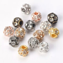 Conjunto de 10 peças de esferas de cristal redondas douradas/prateadas de 8 mm, 10 mm e 12 mm, contas espaçadoras de metal - cores sortidas