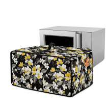 Flower Black Print Toaster Oven Cover, Dust-proof & Stain Resistant, 18.5"x14.5"x9", Compatible with Standard Toaster Ovens