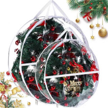 PVC Clear Wreath Storage Bag – Insect-Proof & Dust-Proof, Zippered with Handles, 24x8in, Compatible with Christmas Wreaths & Holiday Decor