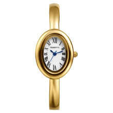 Damen-Armbanduhr mit analogem Quarzdesign: Ovales Gehäuse mit römischen Ziffern – Ganzjahresmodell