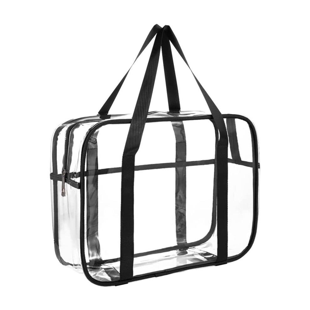 Large Clear Makeup Bag for Women â Transparent PVC Toiletry Bag with Handle & Zipper, Compatible with Travel & Beach