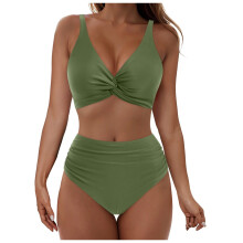 Dames tweedelige bikini set met hoge taille, corrigerende werking voor de buik en volledige dekking