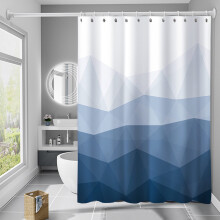 Rideau de douche imprimé numérique dégradé avec crochets, polyester imperméable, œillets antirouille – Compatible avec les tringles standard