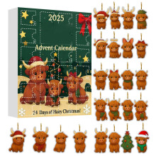 Calendrier de l'Avent Adorable24-Day West Highland Bull – Ornements en acrylique 2D, compatibles avec les sapins de Noël, les portes, les murs et