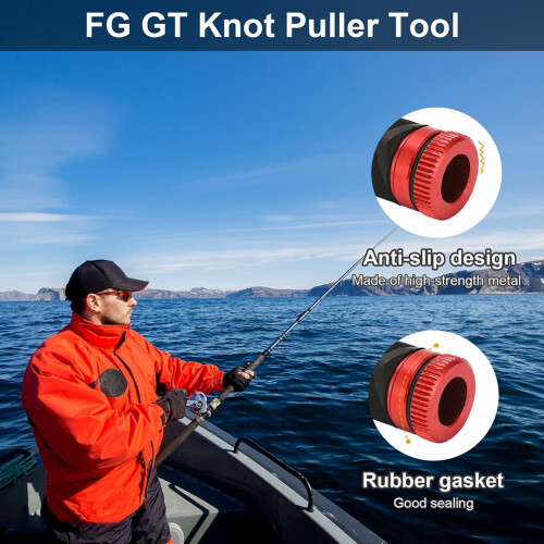 FG GT Knot Puller Tool Fishing Knot Puller Tool for Saltwater (Red) 2