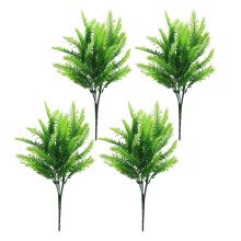 4 PCS Artificial Ferns for Outdoors, Fake Boston Fern Greenery Outdoor UV Resistant Bushes Plastic Shrubs for Window Box Front Porch Garden Decor