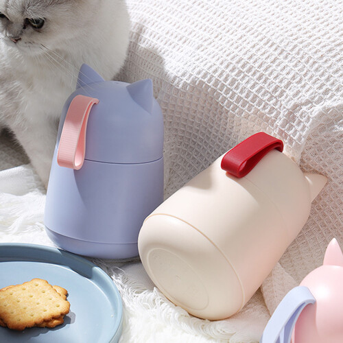 Insulated Soup Cup 450ml Blue with Foldable Spoon 2