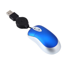 Retractable Travel Mouse Mini USB Optical Wired Mice For Home Laptop Universal-Blue
