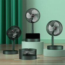 Portable Desk Fan with Phone Holder, Foldable Rechargeable USB Fan, 3 Speeds & Adjustable Height—Compatible with iPhone/Android
