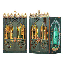 DIY 3D Wooden Puzzle Mini Library House Kit, Gothic Bookshelf Decor, Dollhouse for Teens & Beginners, Self-Assembly Model Gift – Compatible with DIY