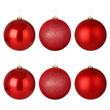 12PK 6" Shatterproof Christmas Ball Ornaments, Solid Red Festive Decor with Glossy & Matte Finishes, Xmas Tree Ornaments for Holiday Party Decoration