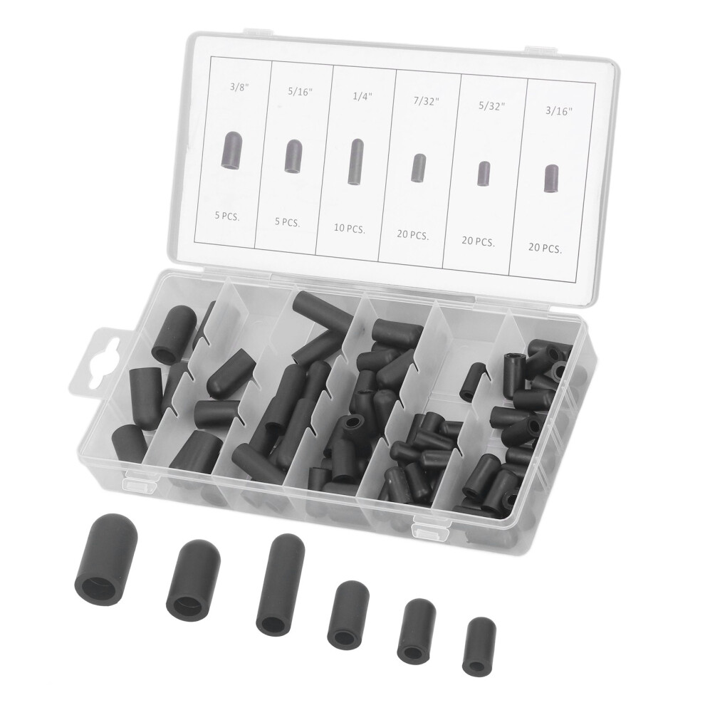 80Pcs Vacuum Hat Plugs Kit Rubber High Temp Leakproof 5/32In To 3/8In Black 9381387601839