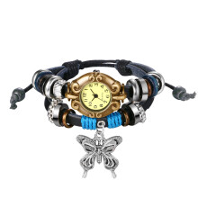 Women Quartz Bracelet Watch Fashion Weave Wrap Around Leather Wrist Watch Classic Bracelet Watch for Summer Beach