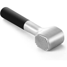 Attendrisseur de viande robuste avec manche en caoutchouc, maillet double face pour steak, bœuf et poisson – Noir