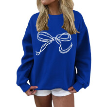 Kvinder Oversized Sweatshirt Sløjfe Rund Hals Langærmet Pullover Top Æstetiske Efterårs Sweatshirt Outfits