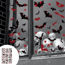 Halloween Window Clings Black Bat Window Stickers Double-Side Glass Decals for Home Party Favor Supplies 9 Sheet