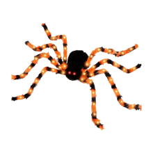 1,4 m obrovská LED dekorácia s pavúkom – 38 svetiel, červené oči, napájanie z batérie, do interiéru/exteriéru, kompatibilná s Halloweenom