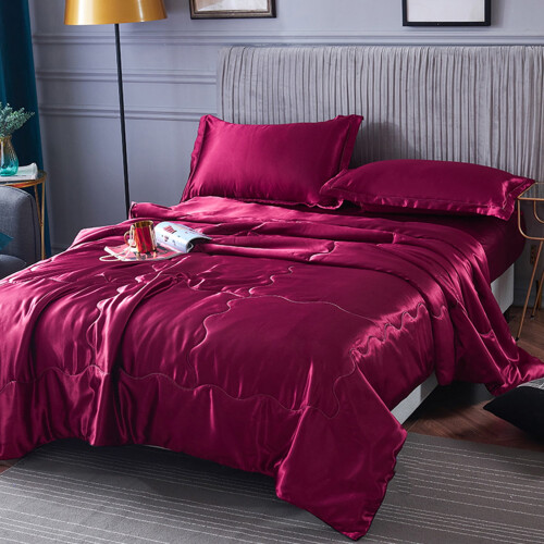 Πάπλωμα Washed Silk Ice Silk Conditioning Summer Cool Πάπλωμα Διπλό Μονόχρωμο Πάπλωμα με Κορδόνι,